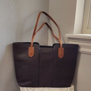 Montana West Tote Bag Dark Brown Tan Double Straps